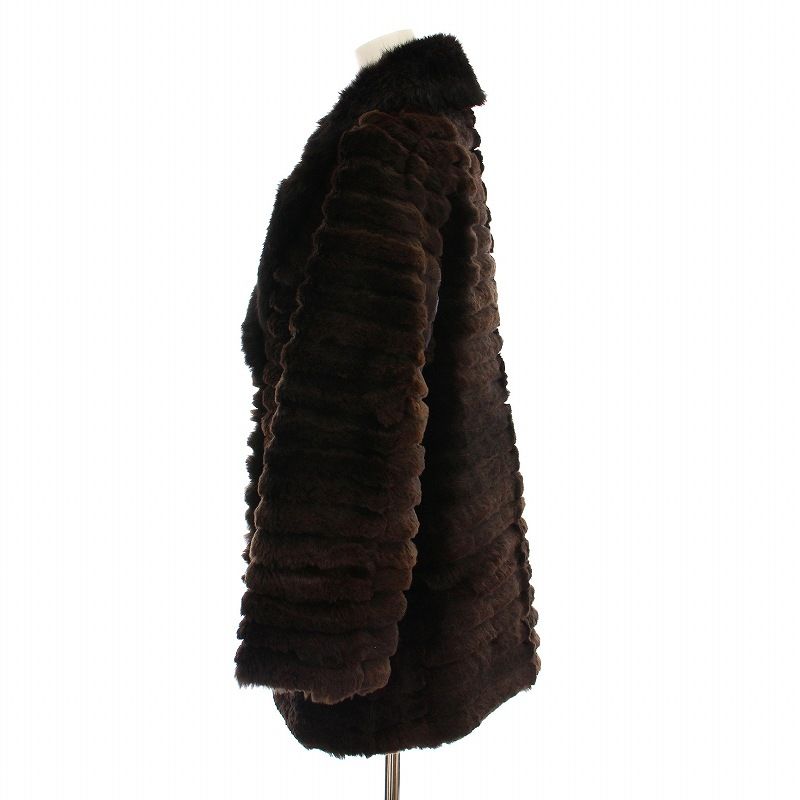 ノーブランド 毛皮コート ファー ハーフ アウター ダークブラウン /YM  