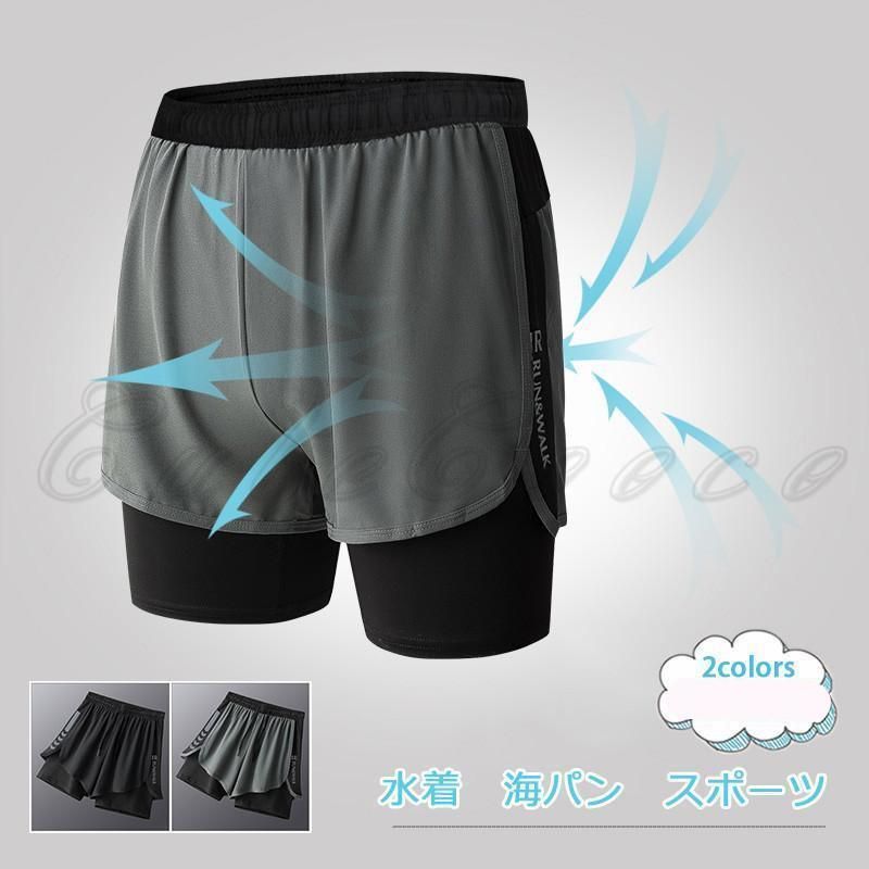 水着 メンズ 競泳 2層 海パン 水泳パンツ フィットネス 練習用 速乾 裏地パンツ付き ボードショーツ スイムウェア インナーパンツ 短パン 夏 スポーツ