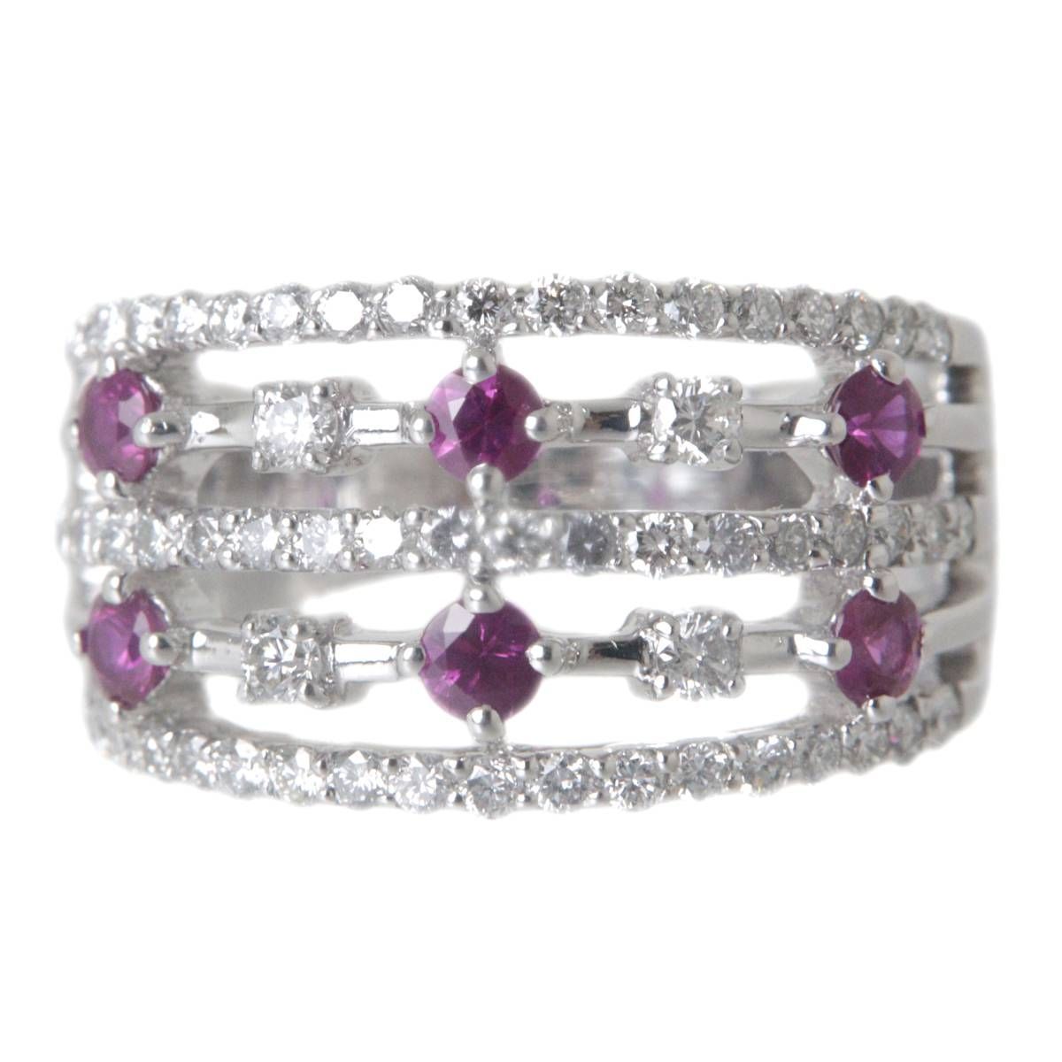 ダイヤモンド0.65ct ルビー0.55ct デザインリング 指輪 K18 18金