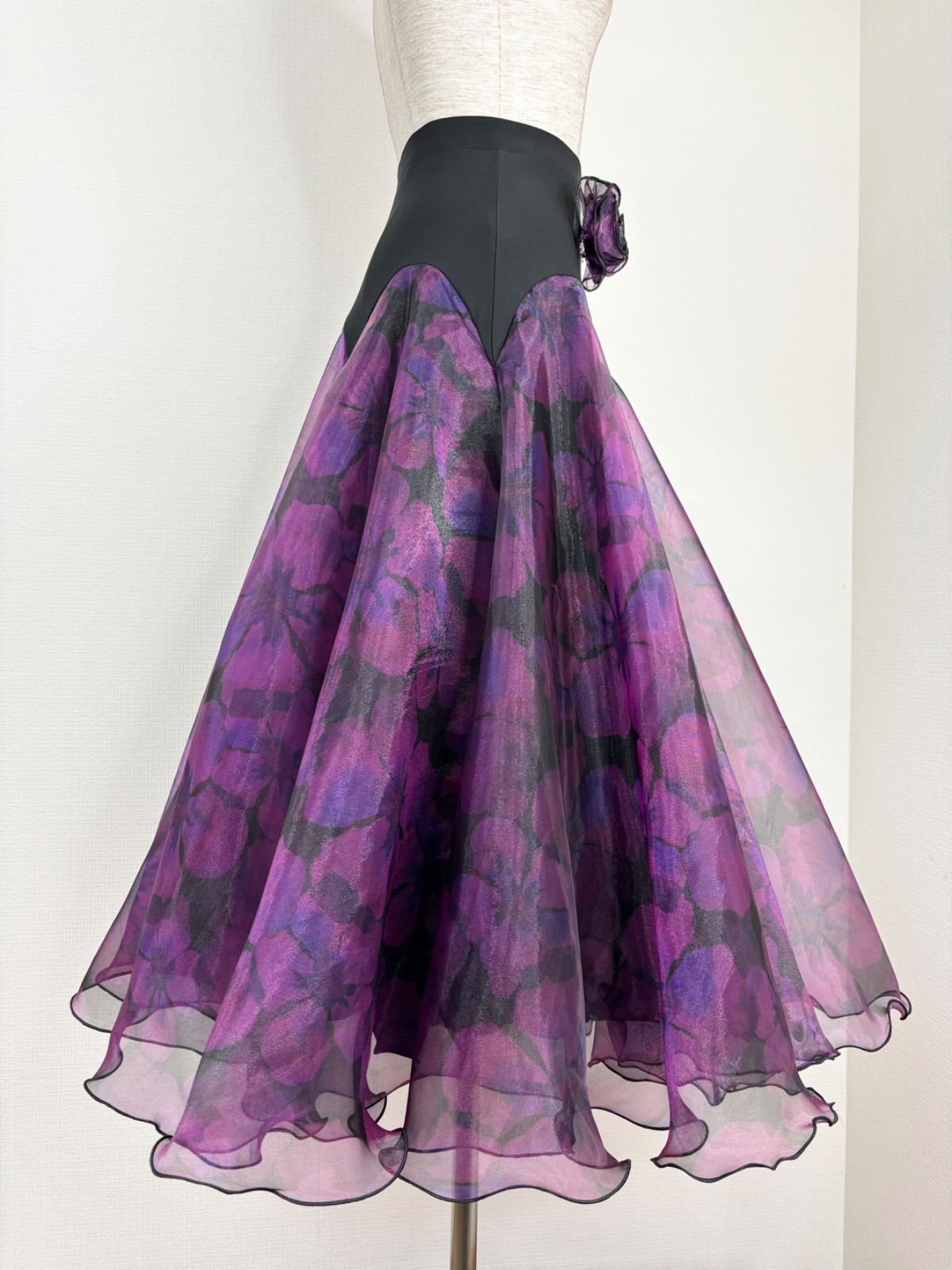 新品》社交ダンス パープル系 ボリューム オーガンジー スカート