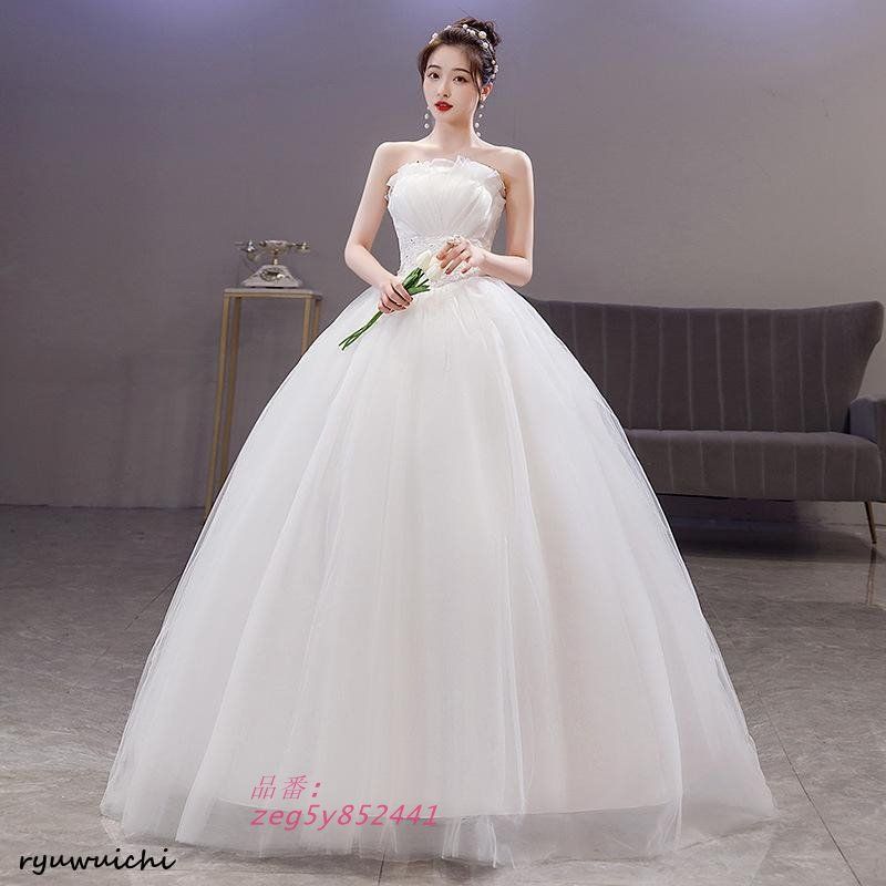 ウェディングドレス 二次会 安い ウエディングドレス 結婚式 エンパイア 披露宴 半袖 ブライダル 大きいサイズ 花嫁 白 プリンセス ドレス ロングドレス  zeg5y852441