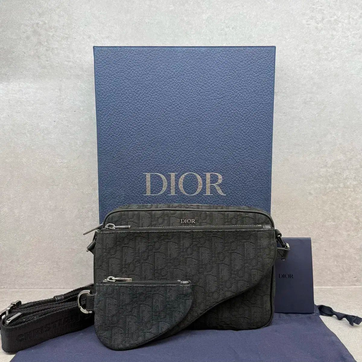 OS Dior ディオール オブリーク トリプル サドルバッグ ポーチ メッセンジャーバッグ クロスバッグ