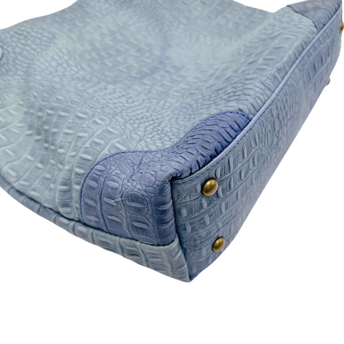 CK-1106 スカイブルー ハンドバッグ 牛革型押カイマン ハンドバッグ