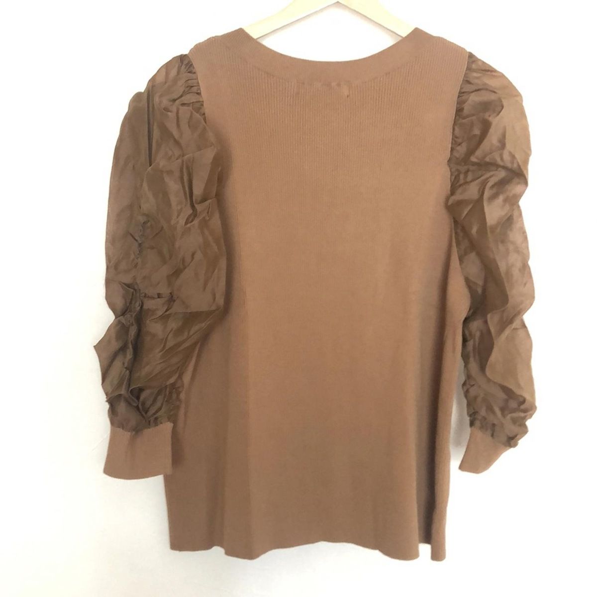 Anne Coquine アンコキーヌ 七分袖セーター サイズLL レディース - ライトブラウン クルーネック