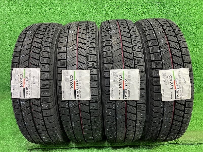 BRIDGESTONE スタッドレス ブリヂストン ブリザックVRX3 155 65R14 4本 8ミリ