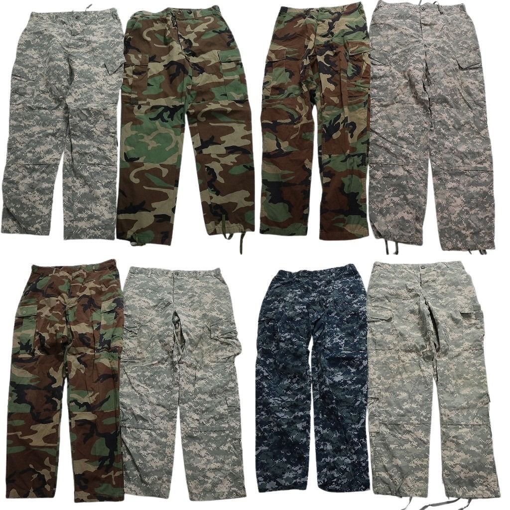 古着卸 まとめ売り 米軍実物 フィールドパンツ カモ柄MIX ミリタリー 8枚セット (メンズ L ) ウッドランド デジカモ NWU ARMY MW0214