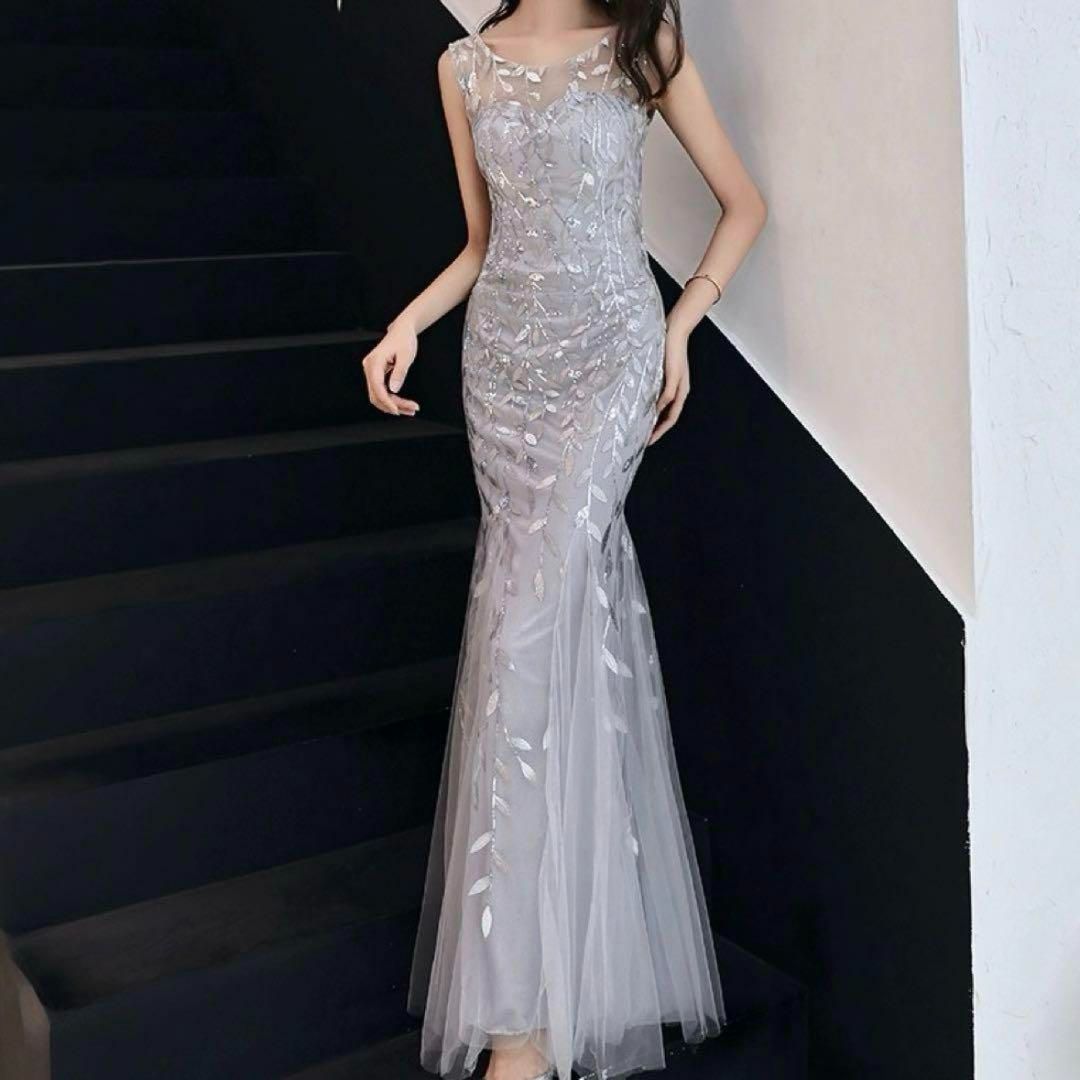 リーフ柄がオシャレなマーメイドイブニングドレス♩.• 新品未使用 レディースファッション リーフ柄がオシャレな