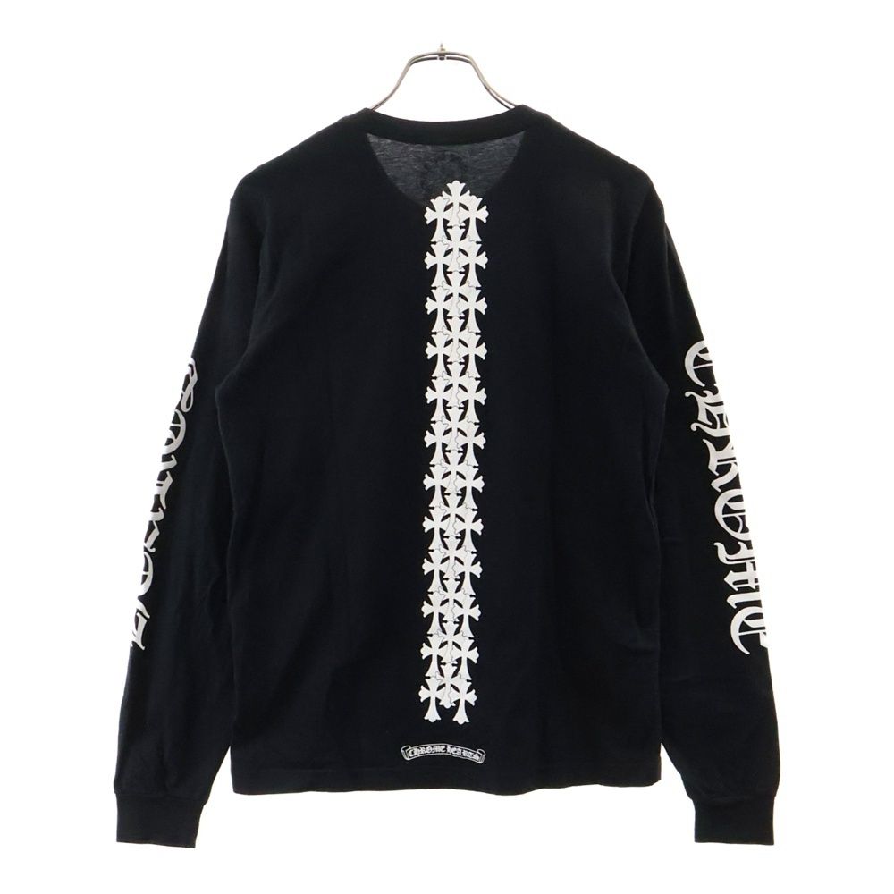 CHROME HEARTS (クロムハーツ) Tire Track L/S Tee バックトリプルクロスプリント長袖カットソー 長袖Tシャツ ロングスリーブカットソー ロンT ブラック/ホワイト