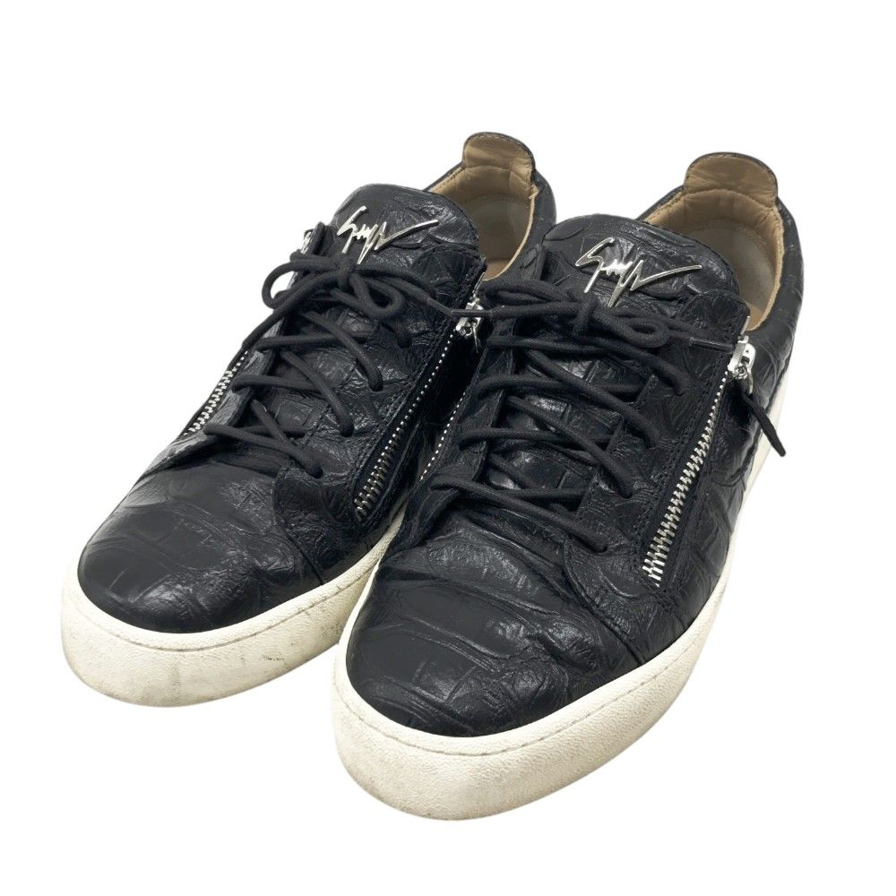 GIUSEPPE ZANOTTI DESIGN ジュゼッペ ザノッティ デザイン クロコ型押し ローカット スニーカー  ブラック系 42 1/2 メンズ [240101367531]