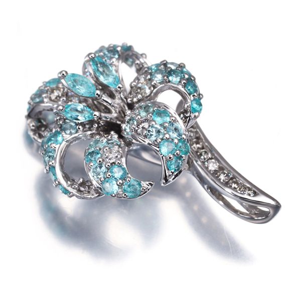 ターコイズ ダイヤ 0.55ct ペンダントトップ K18WG ソーティング GENJ