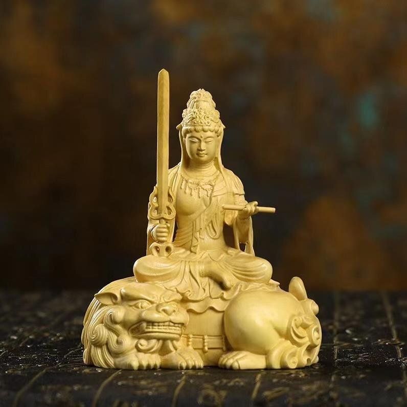 黄楊木彫 関公武財神像 工芸品 置物