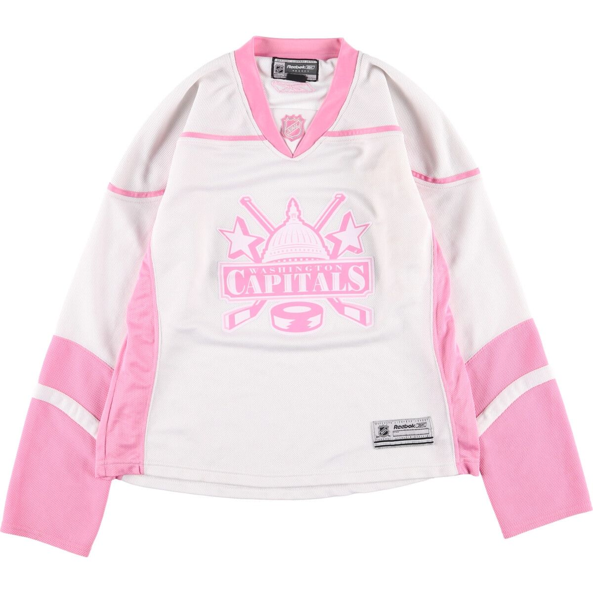 Reebok - 古着 リーボック Reebok NHL WASHINGTON CAPITALS ワシントンキャピタルズ レプリカユニフォーム Vネック メッシュ ホッケーシャツ レディースM相当 /eaa496426 古着 リーボック Reebok NHL WASHINGTON CAPITALS ワシントン