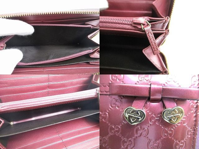 GUCCI 長財布 ラウンドファスナー マイクロGG グッチシマ リボン ハート グッチ マイクロシマ リボン ハート 長財布 ラウンドジップ