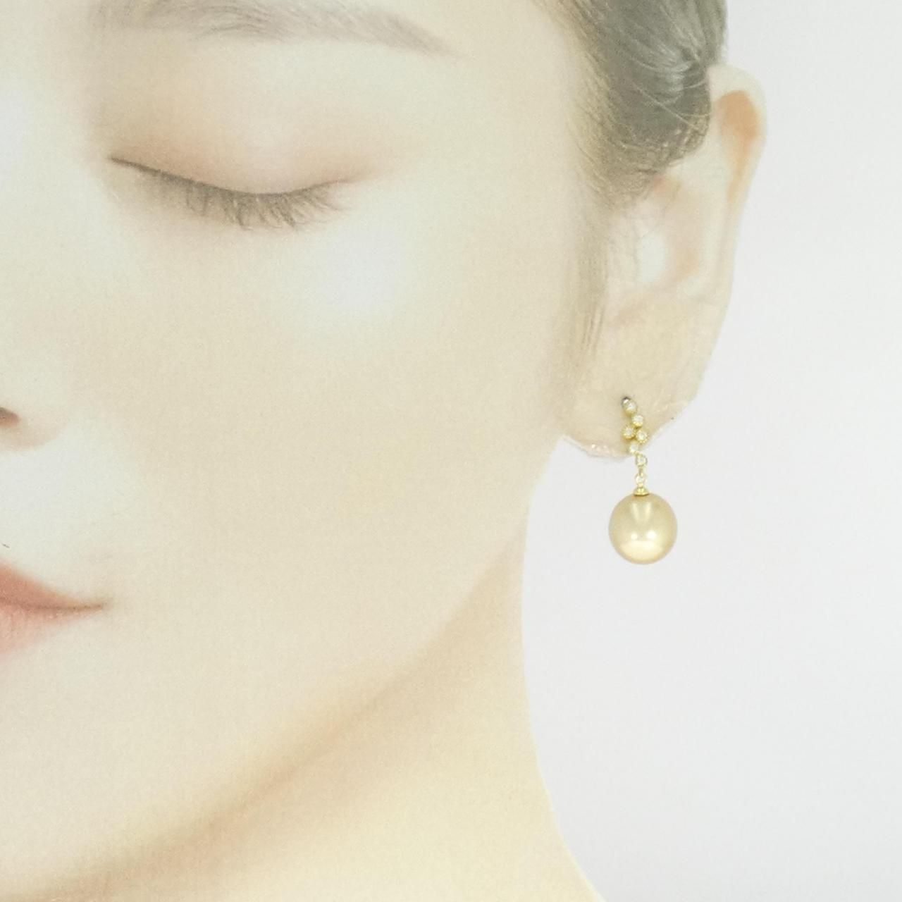 K18YG 白蝶パール ピアス 10.5mm K18 白蝶パール 大きめ11mm スタッド  