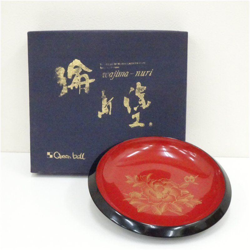輪島塗 漆塗牡丹菓子器（箱付） 茶器 おしゃれ かわいい 和菓子