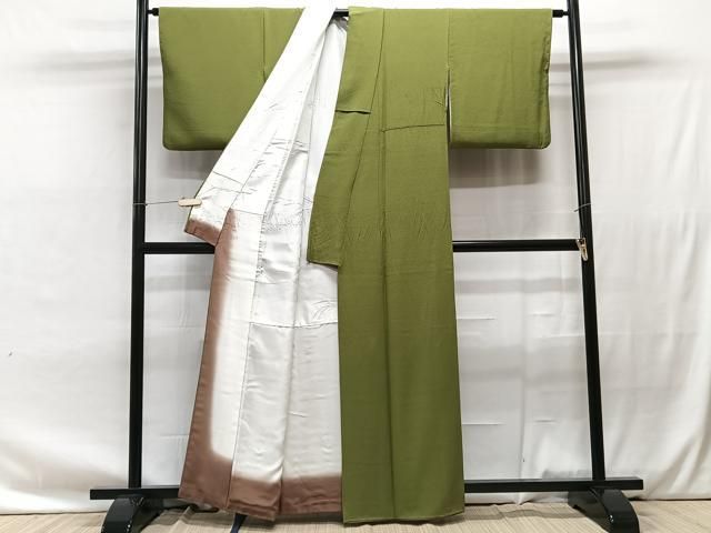 平和屋着物○上質な色無地 御召茶色 正絹 逸品 未使用 AAAY4733ck 平和