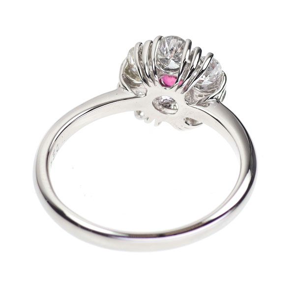 Pt900 ルビー ダイヤモンド リング 0.24ct D0.78ct フラワー