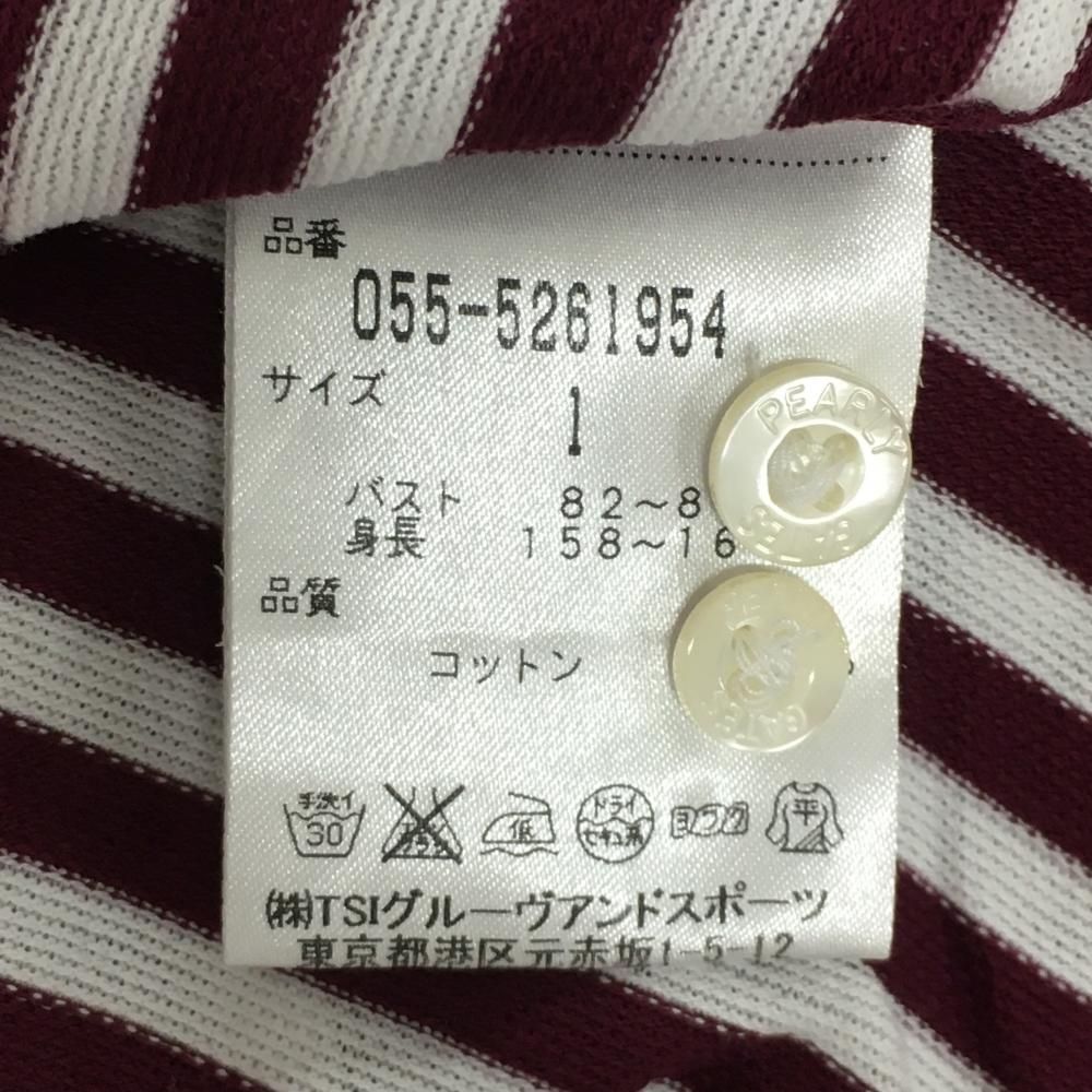 超美品】パーリーゲイツ 長袖シャツ ボルドー×白 ストライプ
