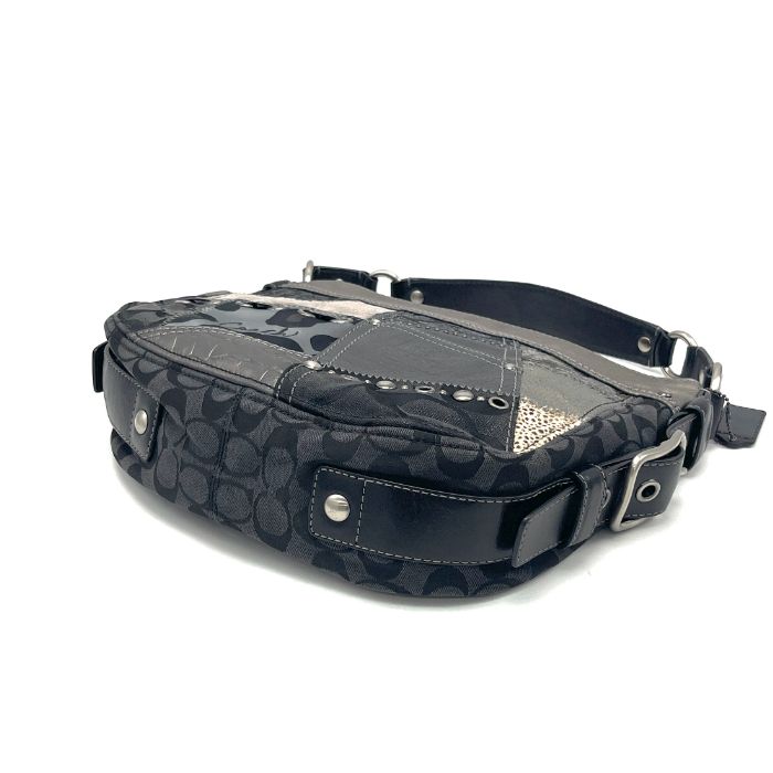 中古】良品 COACH コーチ パッチワーク レザー × パイソン × ハラコ 