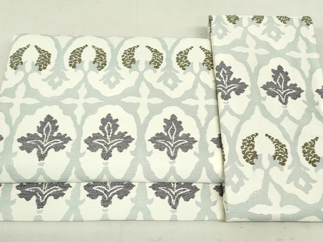 平和屋着物▽スリーシーズン 春夏秋 つけ帯 立涌枝葉文 正絹