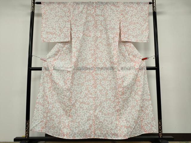 平和屋着物＊夏物 小紋 絽 芝文 黒地 洗える着物 AAAY8803st