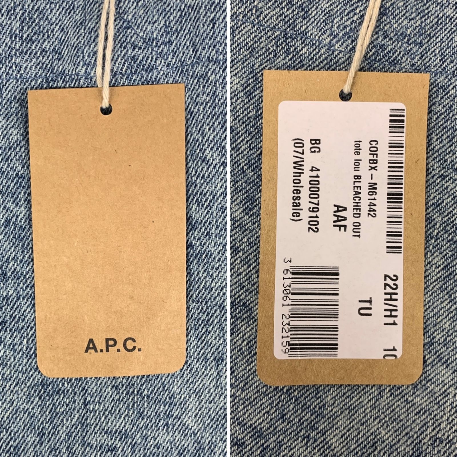 A.P.C. (アーペーセー) ウォッシュデニム トートバッグ Lou Tote COFBX M61442 AAF （TN） ブルー  ウィメンズ/025 - メルカリ