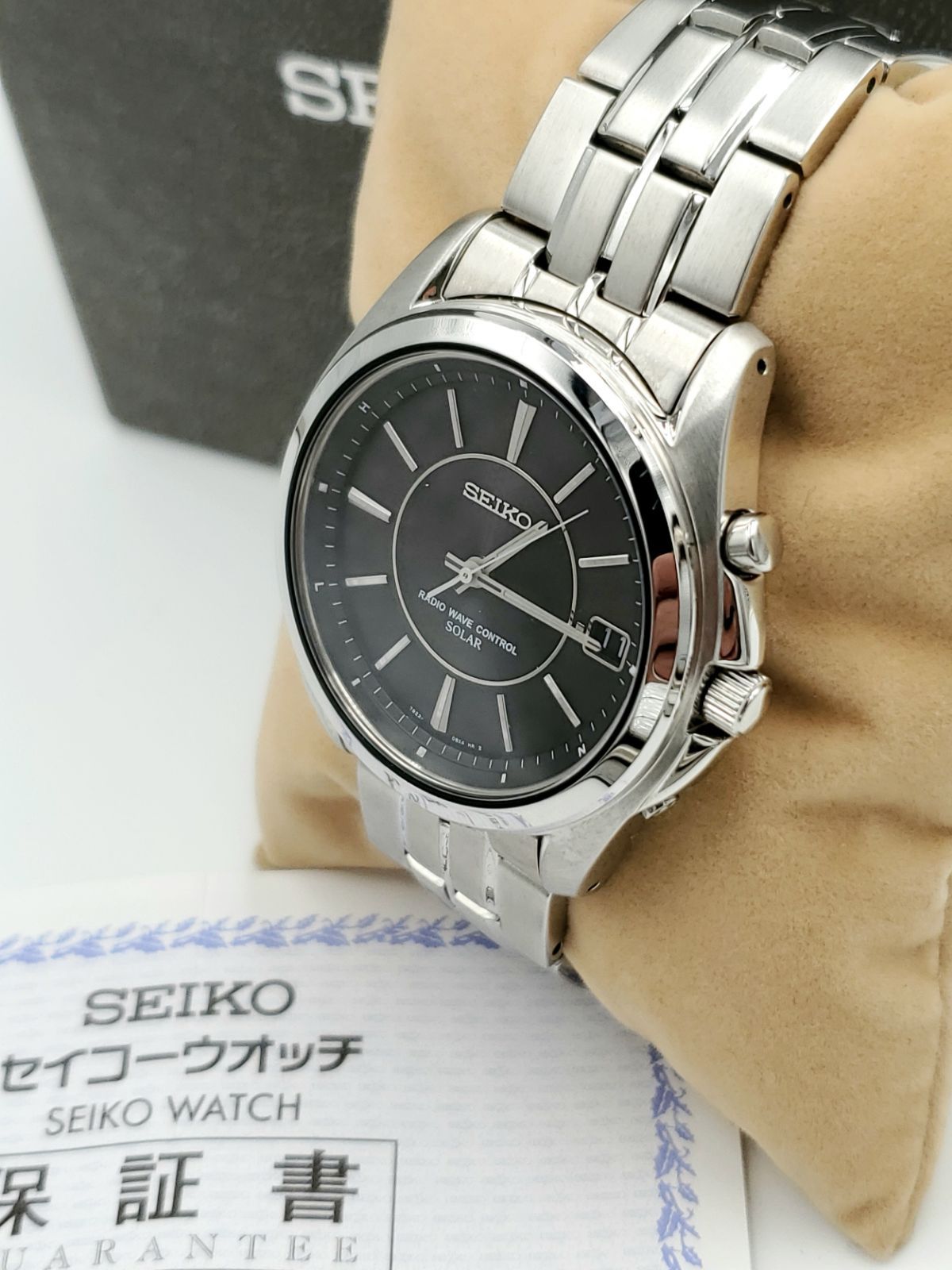 美品 稼働 正常動作品 SEIKO スピリット 電波ソーラー腕時計 SBTM041 メンズ腕時計 7B22-0BC0 黒 【中古】