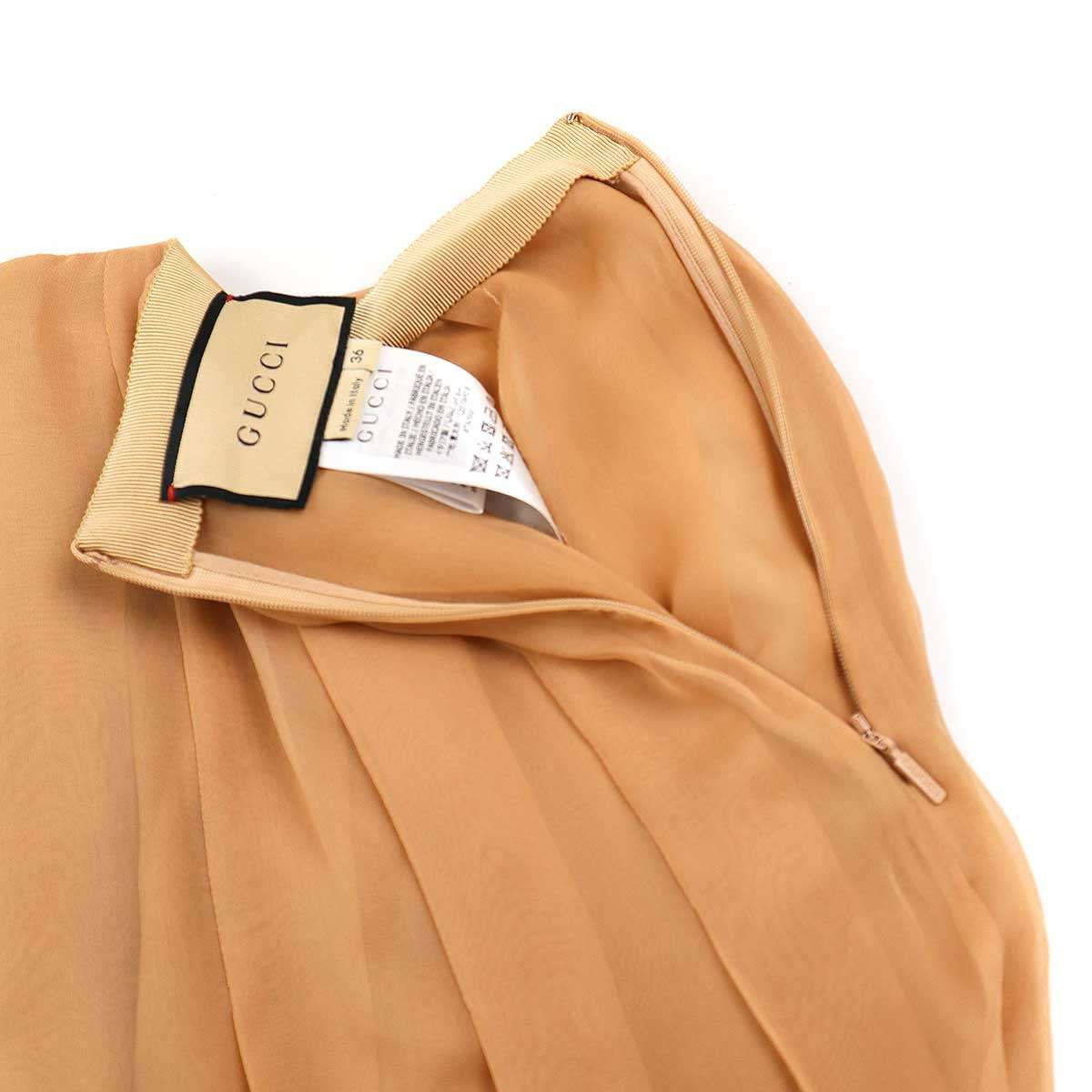 GUCCI グッチ 21SS シルクシフォンロングスカート ピンク 36