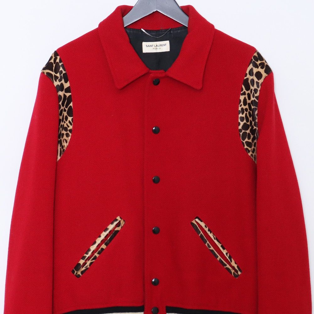 SAINT LAURENT PARIS テディジャケット サイズ50 レッド Y580F SAINT