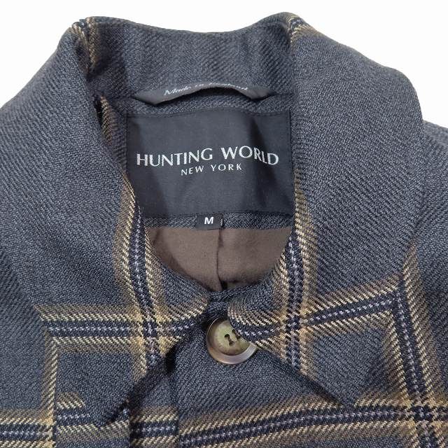 ハンティングワールド HUNTING WORLD チェック柄 ウール トレンチ 