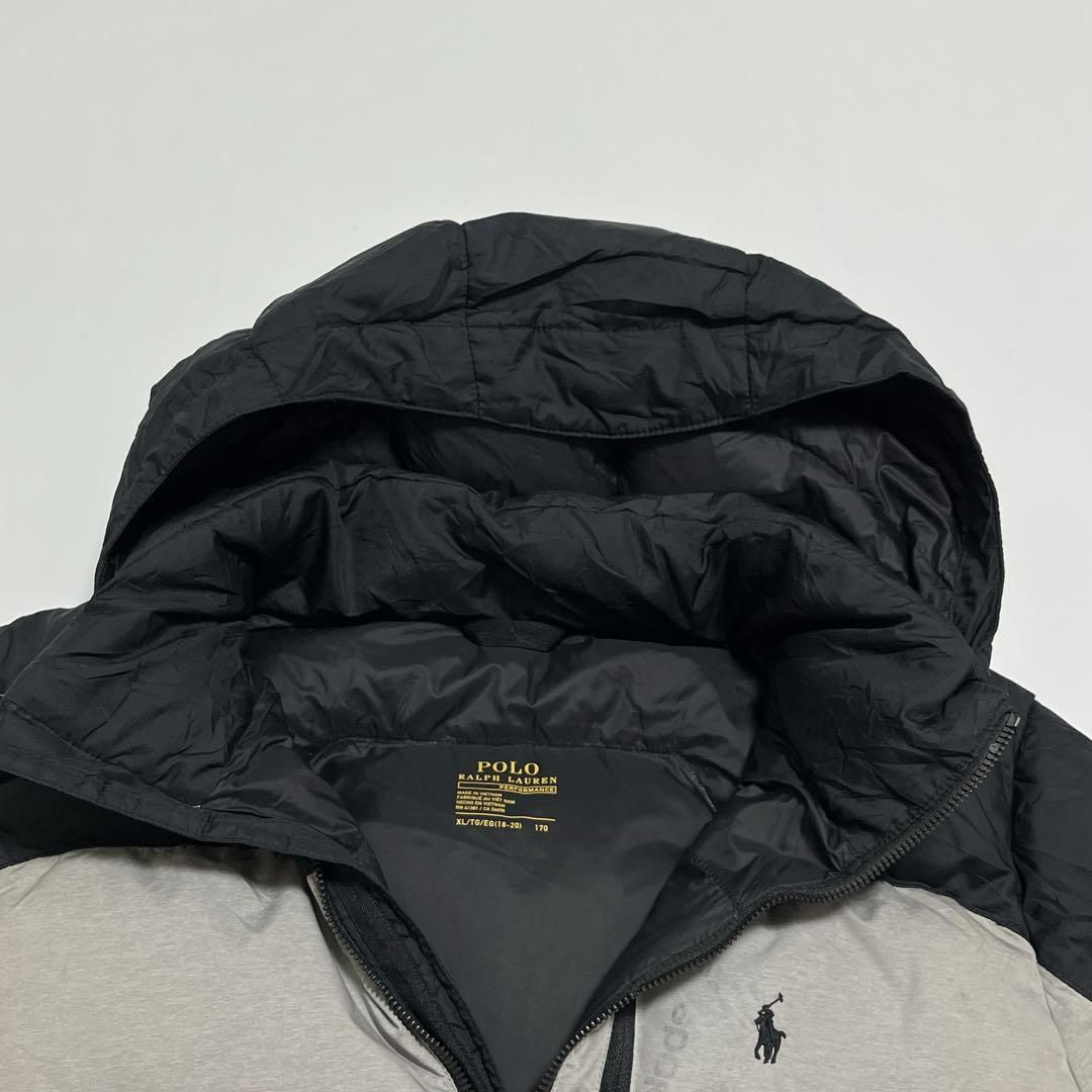 ラルフローレン ダウンジャケット L相当 黒グレー ワンポイント 刺繍