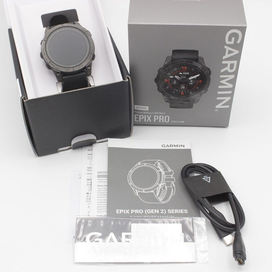 【美品】GARMIN epix Pro Gen2 47mm 010-02803-52 Ti Carbon Gray DLC/Black スマートウォッチ ガーミン エピックス プロ 本体