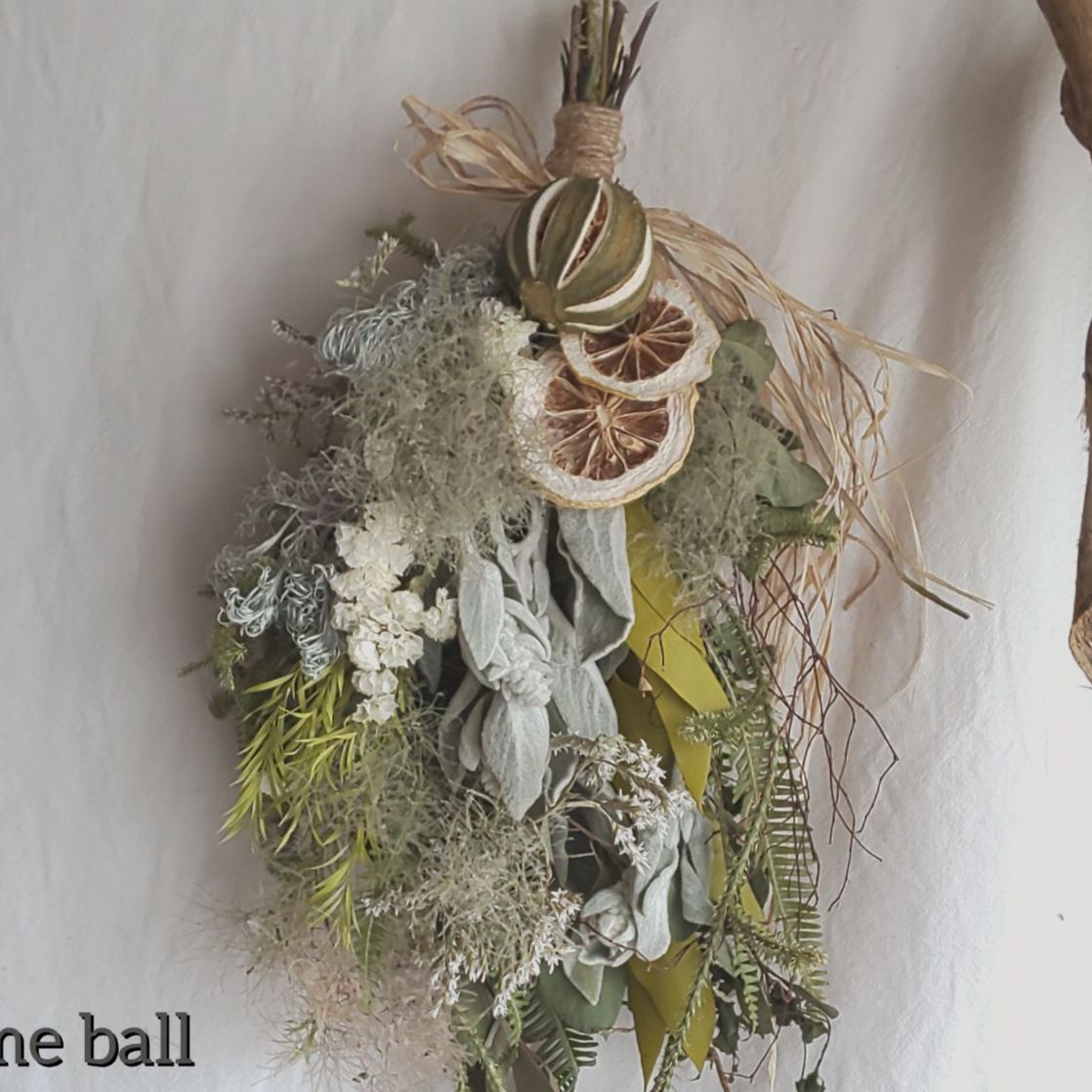 ＊専用＊ラムズイヤー&ライムボール  ドライフラワースワッグ 専用＊ラムズイヤー&ライムボール ドライフラワースワッグ 【公式通販】