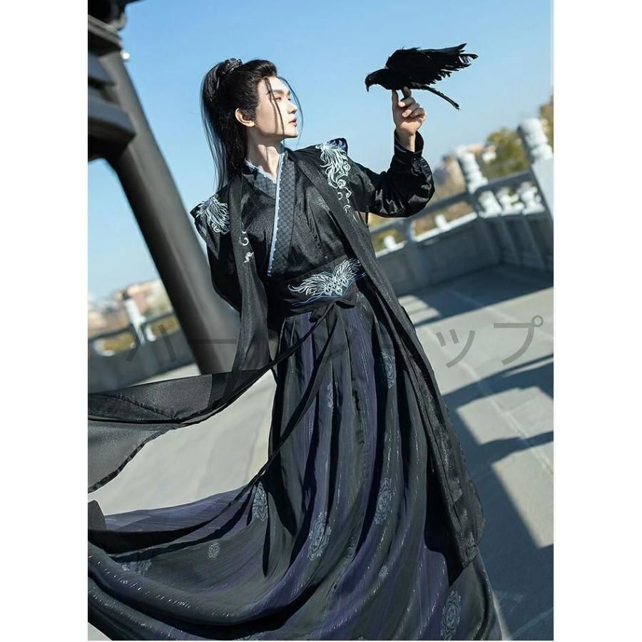 イケメン漢服 メンズ セット びじゃ じきょ マント ベルト付き オリジナル 豪華 長袖 男女兼用 華やか チャイナ服 コスプレ 古典 仮装 学園