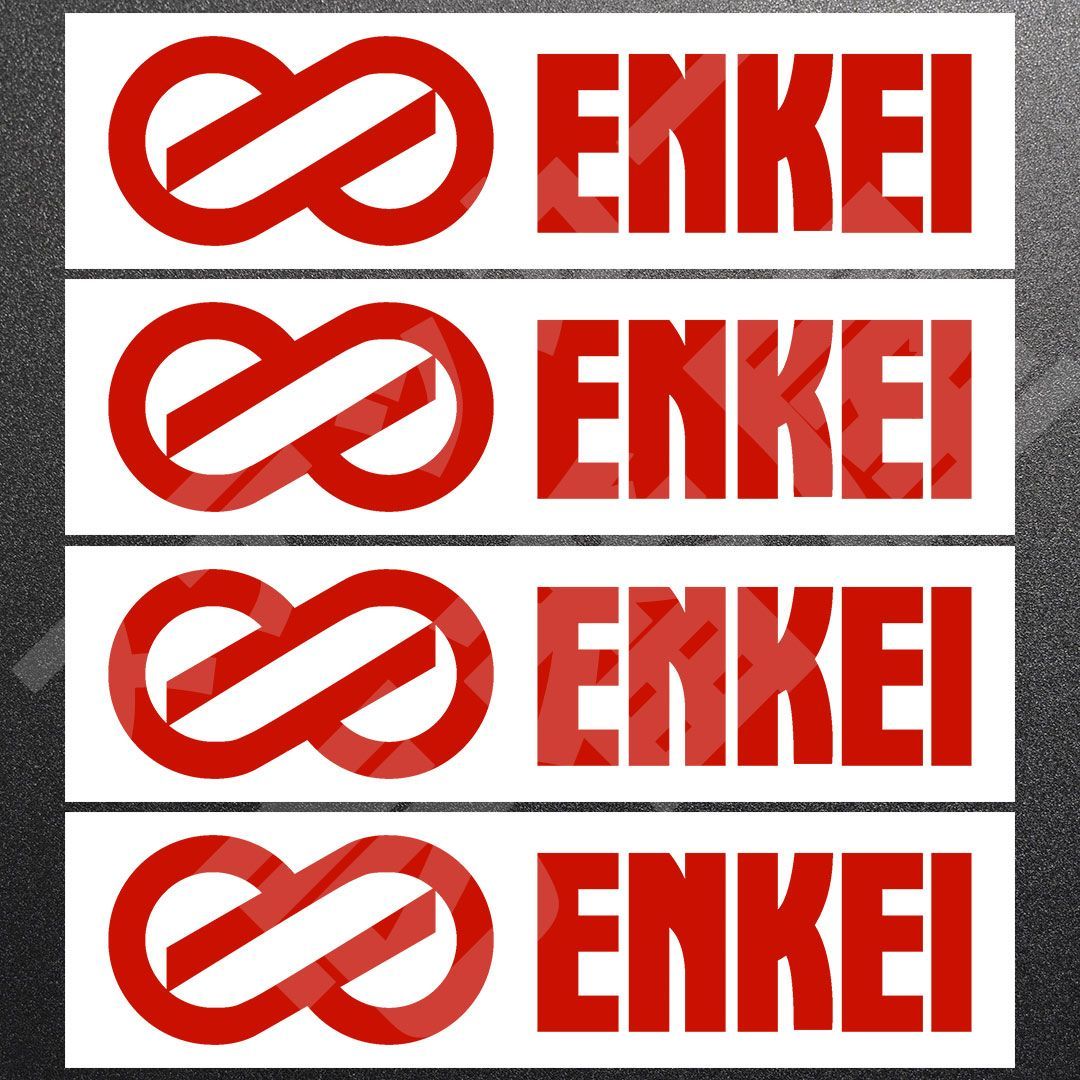 ENKEI エンケイ カッティングステッカー レッド 4枚 縦49mm×横200mm えんけい | ロゴ | デカール | 切り文字 | 切文字 | | | ｜ 本舗