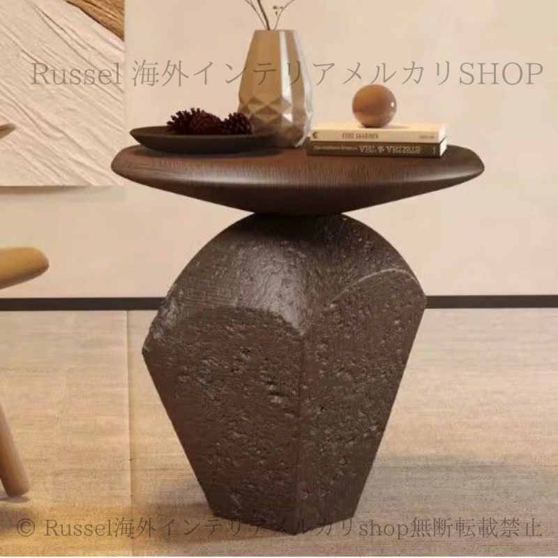 サイドテーブル 和風 芸術的 コンパクト おしゃれ かわいい インテリア 省スペース アーティスティック コーヒーテーブル 書斎 ブラウン