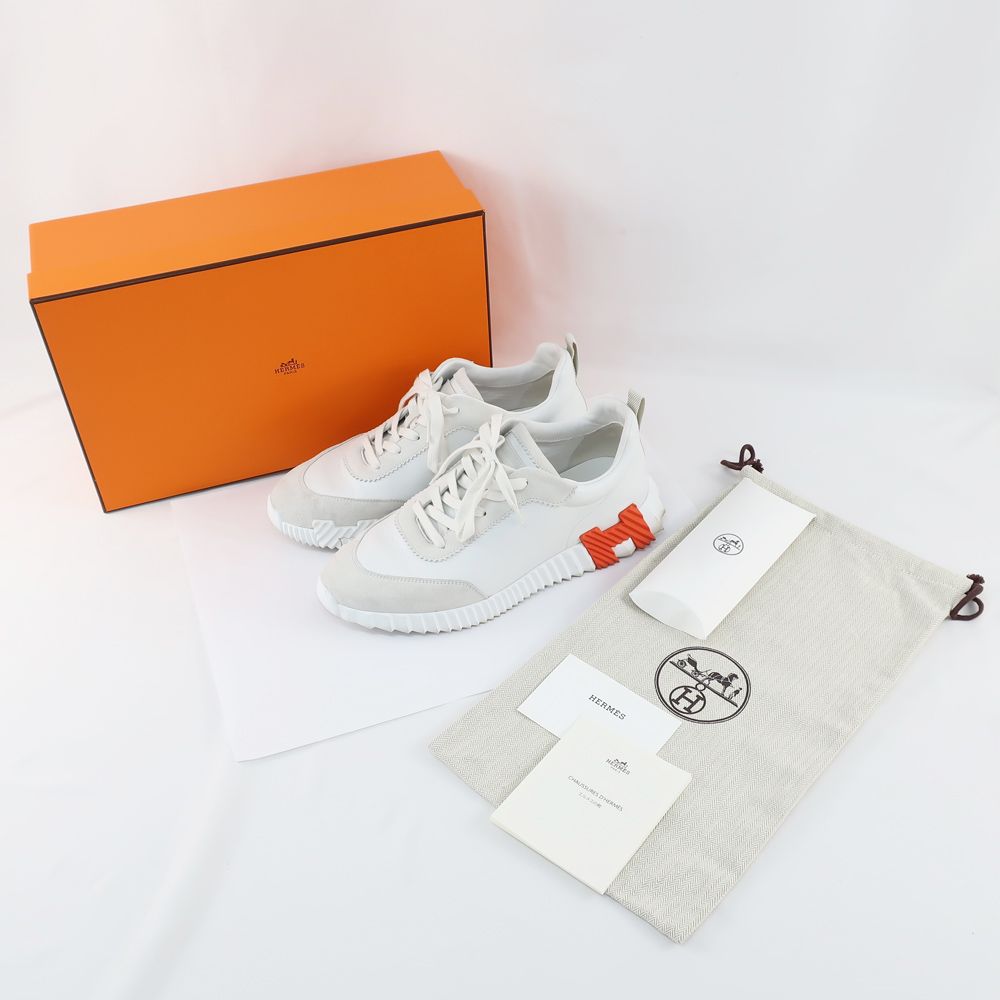 HERMÈS ホワイト オレンジスニーカー 37 1/2 HERMES - HERMES(エルメス