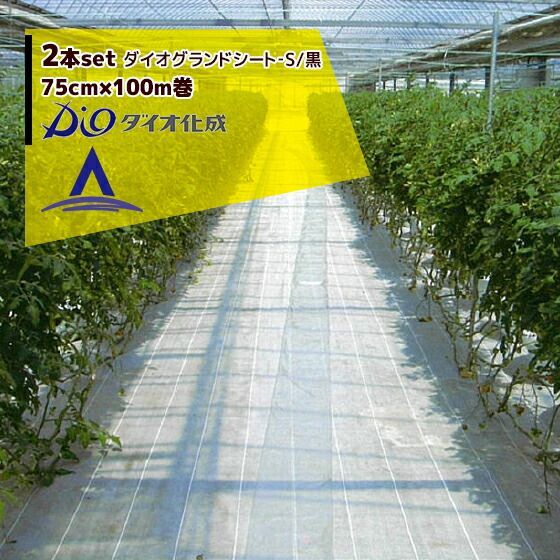 ダイオ化成｜ 2本セット 防草シート 75cm×100m巻 ダイオグランドシート‐S|黒 抗菌剤無し