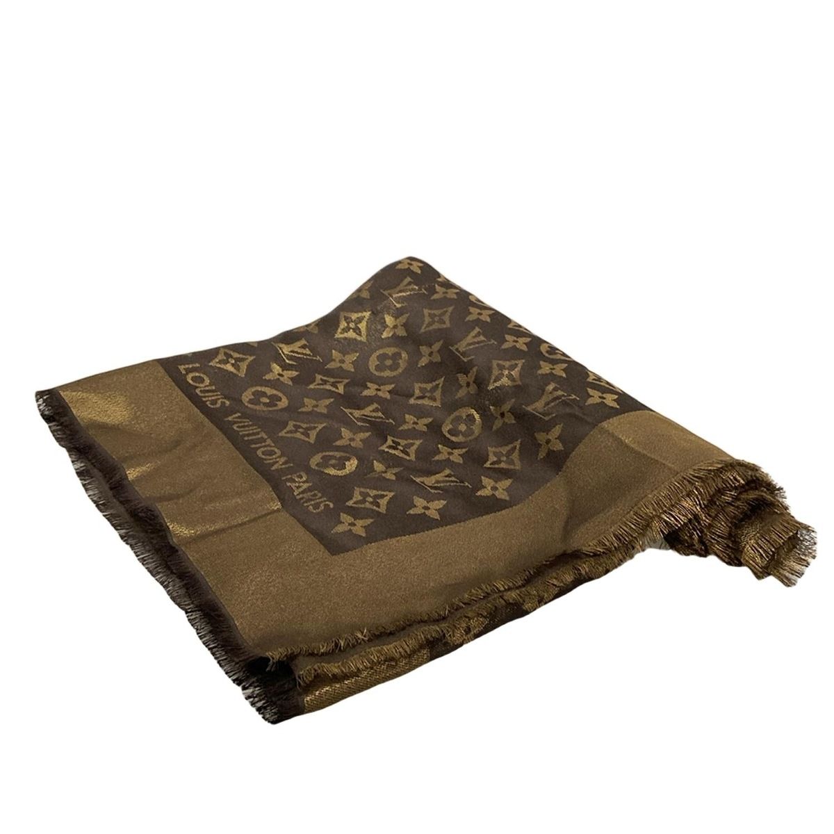 美品】ルイヴィトン モノグラム シルクスカーフ ダークブラウン