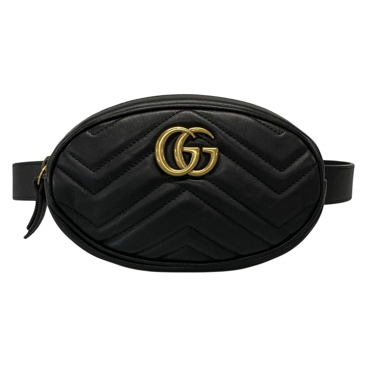 GUCCI グッチ ウエストポーチ GGマーモント キルティングレザー ベルトバッグ 476434 黒 ハート レザー