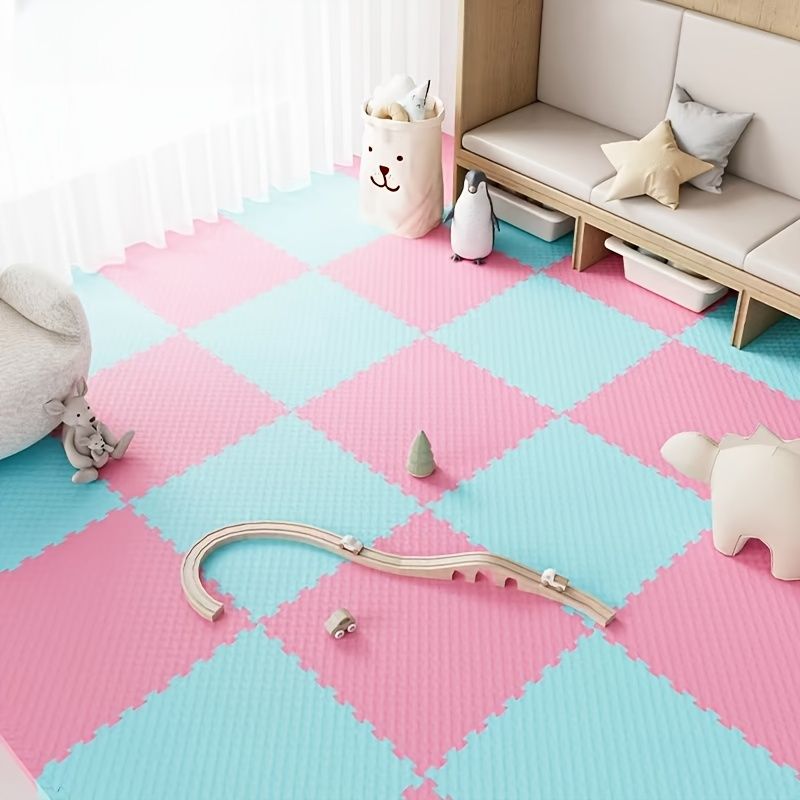 48個のインターロッキングフォームフロアタイルセット - PVC素材、ソリッドカラーペターン、リビングルーム、ベッドルーム、ジムに最適 - 新年祭りのギフト、グリーン、ピンク、イエロー、ベージュ、ブルー、パープルで利用可能