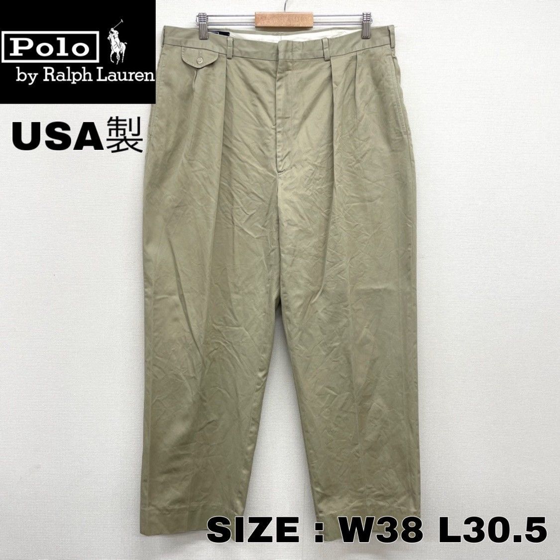 US古着 USA製 ポロ ラルフローレン チノパンツ ツータック W38 L30.5