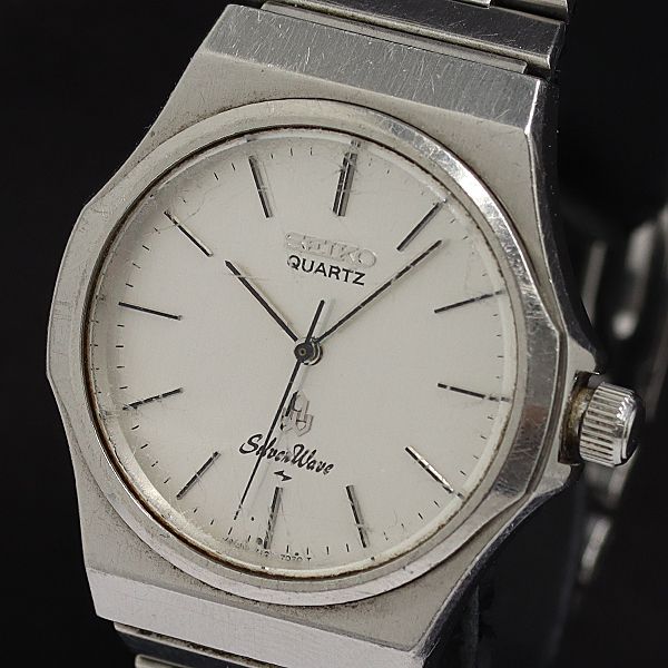 箱付 セイコー シルバーウェーブ 7121-7080 QZ シルバー文字盤 メンズ