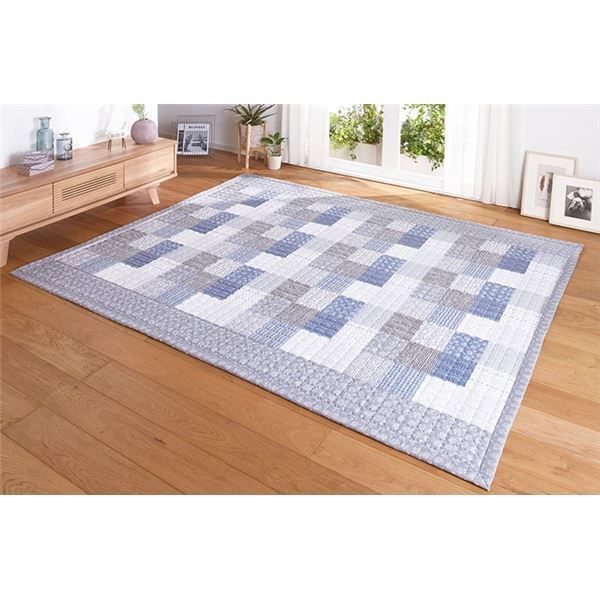 ラグマット 絨毯 約230×330cm グレー 洗える 綿100％ キルトカーペ