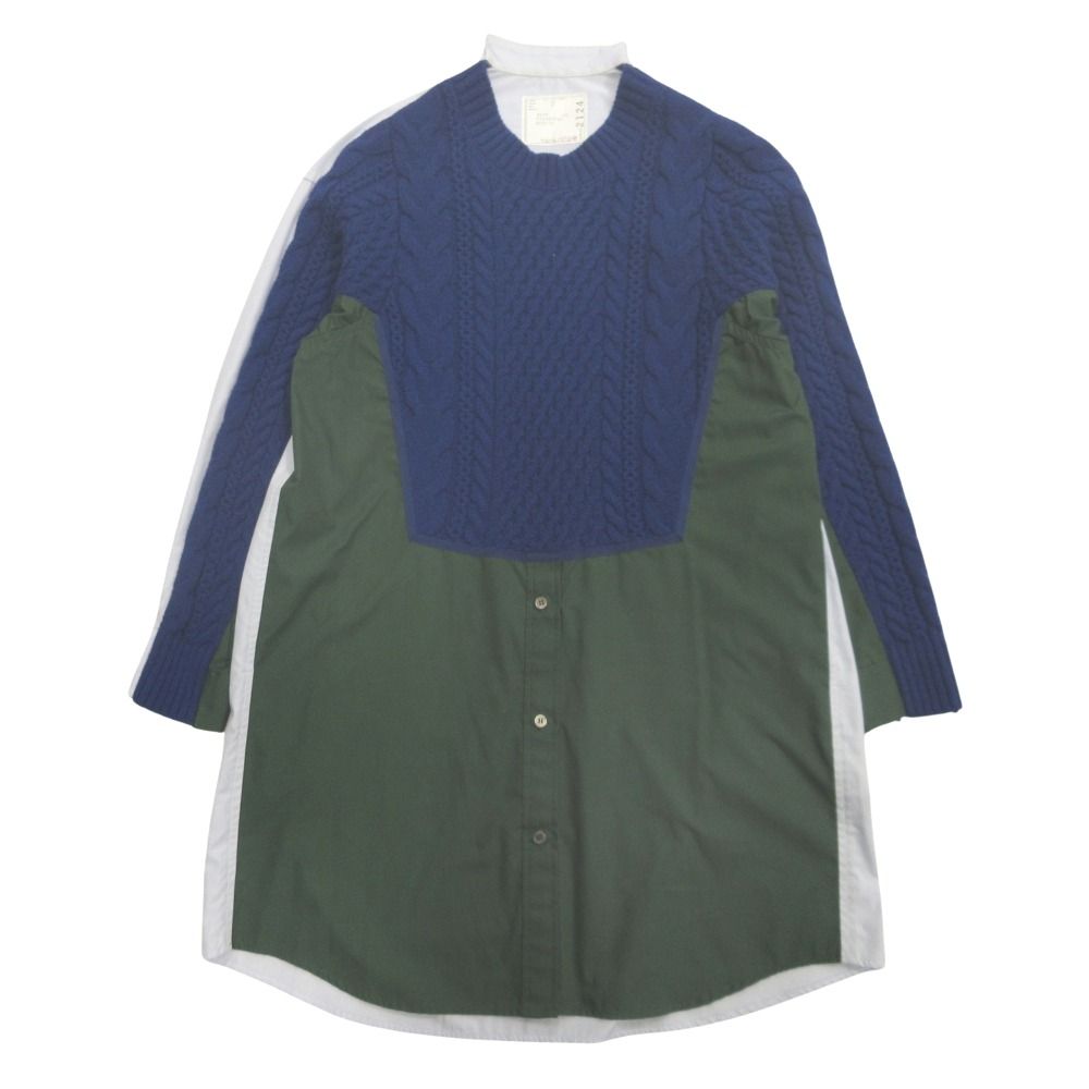 sacai　サカイ　ワンピース　ノースリーブ　異素材ドッキング　リボン　切替 sacai サカイ ワンピース ノースリーブ 異素材ドッキング リボン