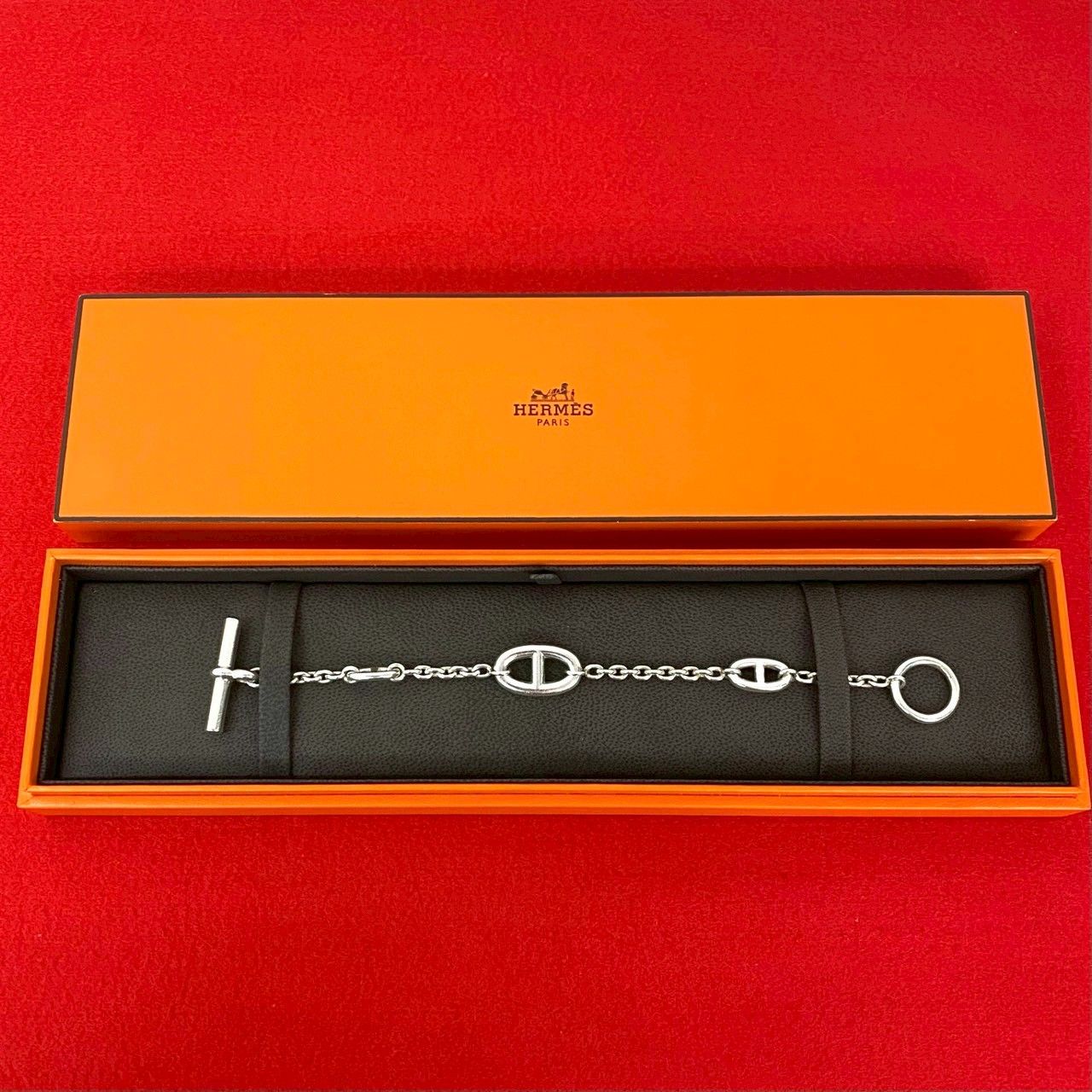 保存 HERMES エルメス ファランドール シルバー925 チェーン ブレスレット バングル メンズ レディース 56307