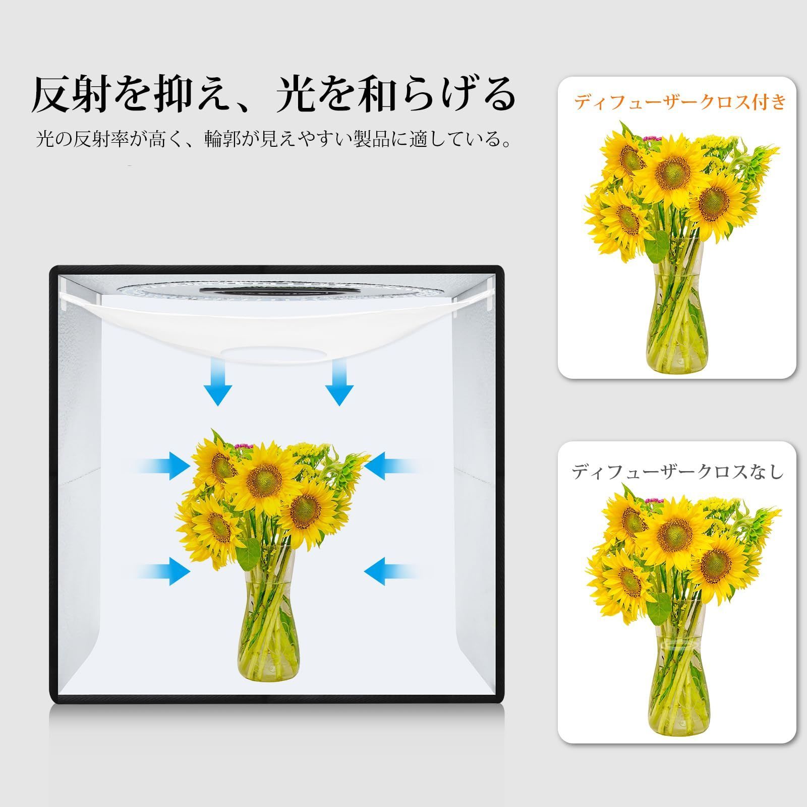 写真用ライトボックス 50cm Type-C/ 3色（ホワイト、ソフト、ウォーム