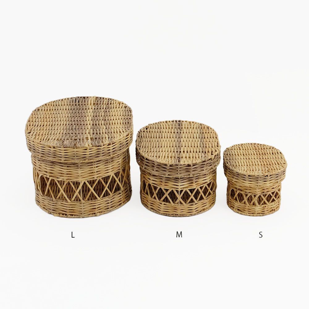 インテリアに馴染みやすい 洗える蓋付きオーバルバスケット 3サイズセット 汚れても安心です MARWIL-DEMENAGEMENTS_CH