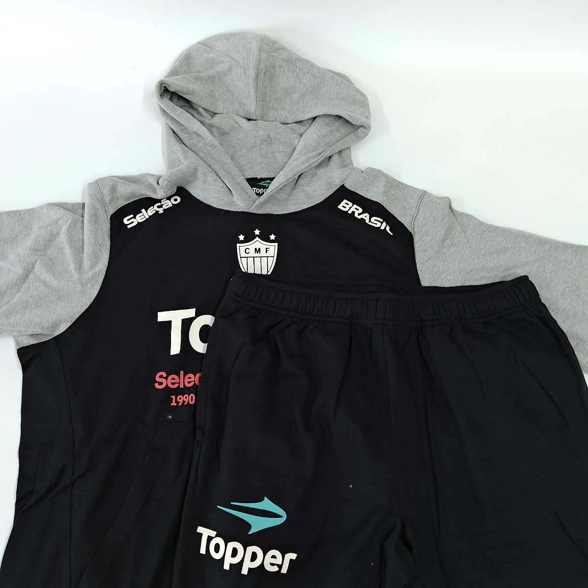 [上下セット] トッパー スウェット ジャケット パンツ ジャージ M ブラック メンズ TOPPER サッカー