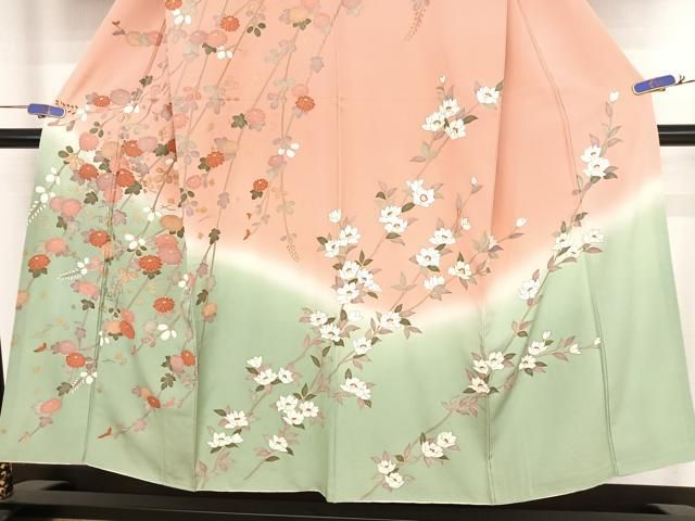 平和屋着物○訪問着 枝花文 暈し染め 金彩 正絹 逸品 AAAQ0604np